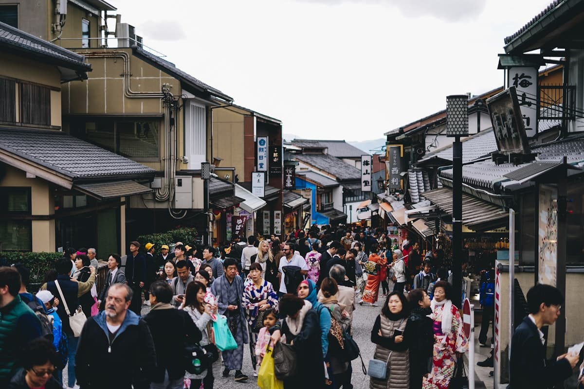Budget-friendly street scene in Kyoto, Japan
