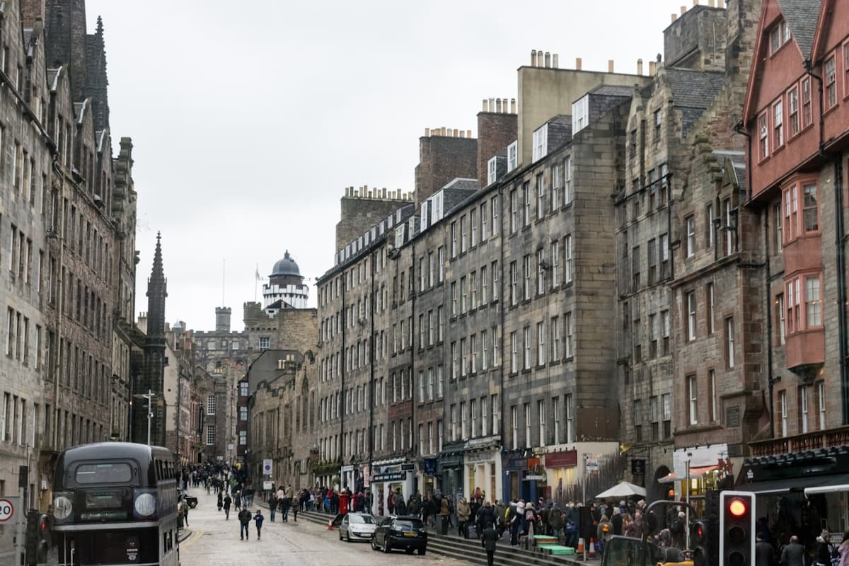 Budget-friendly street scene in Edinburgh, United Kingdom (Scotland)